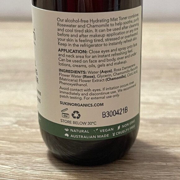 Sukin Original Vegan Hydrating Mist Multi-Use Chamomile & Rosewater Toner 1.69oz - Picture 5 of 6